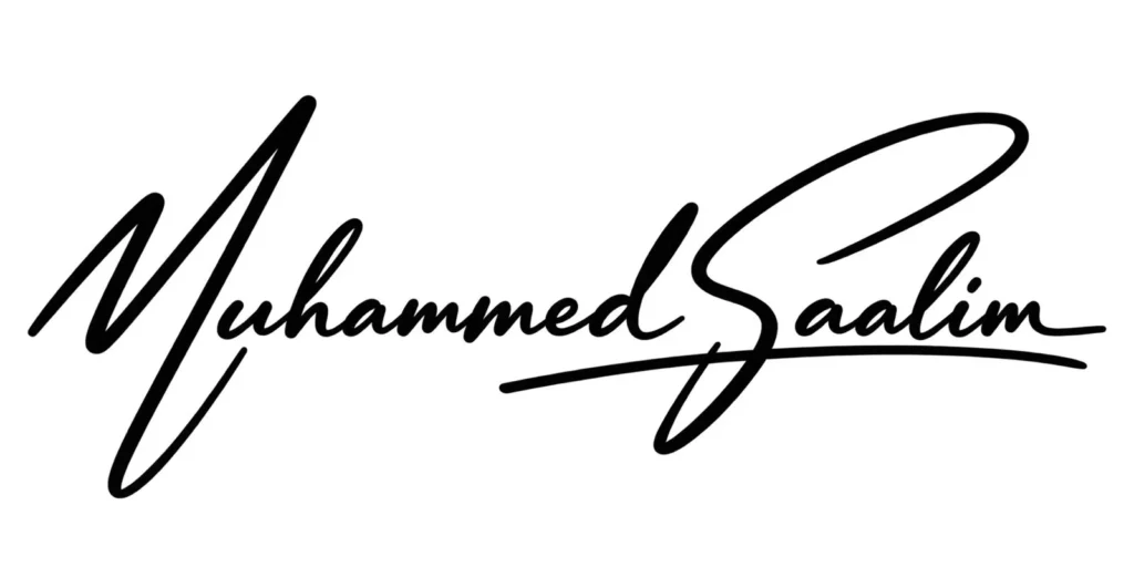 Muhammed Saalim handwritten signature in black on a white background